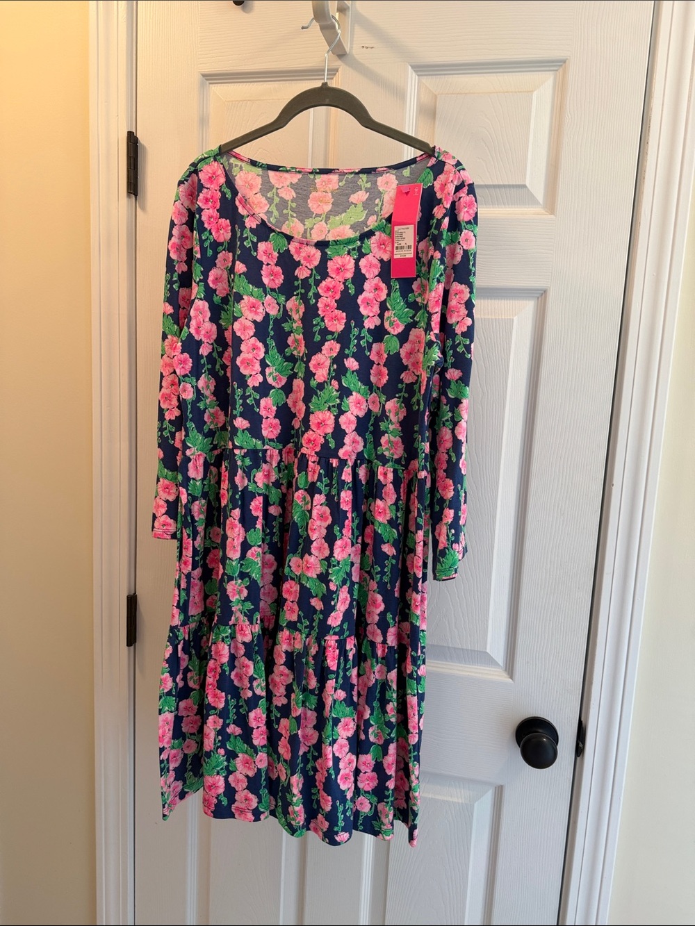 Lilly Pulitzer Navy Dress with Pink Floral Print